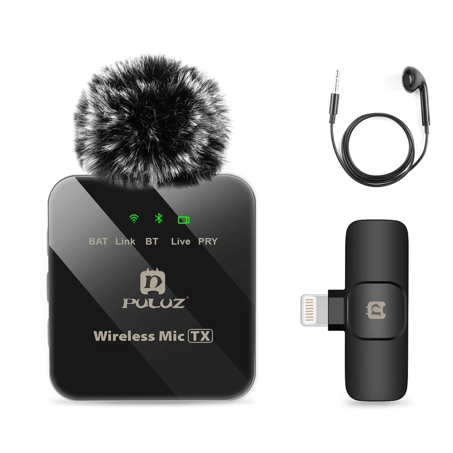 PULUZ Wireless Lavalier Microphone – Portable Mini Mic for iPhone & Android, Audio/Video Recording & Live Broadcast