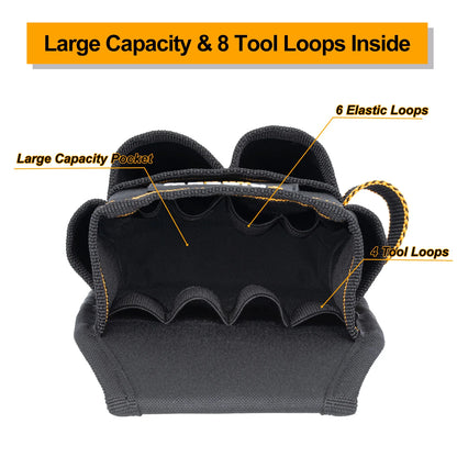 TKIGZNW Heavy-Duty Pocket Tool Pouch - 6-Pouch Electrician Tool Belt with 9 Screwdriver Loops & Adjustable Belt
