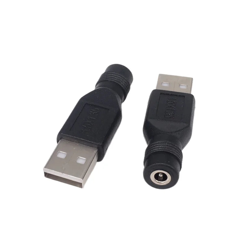 DC Female Jack to USB 2.0 Male Adapter - 5V Power Connector for 3.5×1.35mm, 4.0×1.7mm & 5.5×2.1mm Plugs