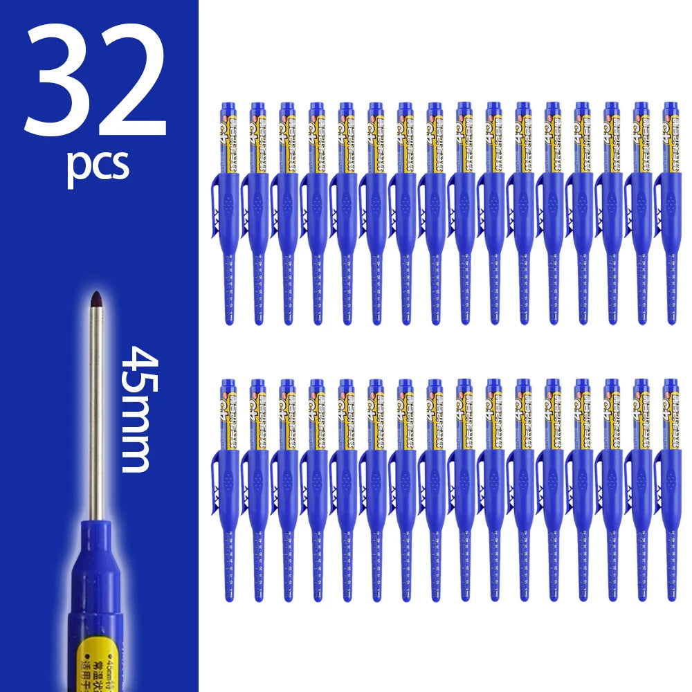 45mm Deep-Hole Carpenter Marker Pen - Long-Nib Woodworking Marking Pen for Measuring & Construction