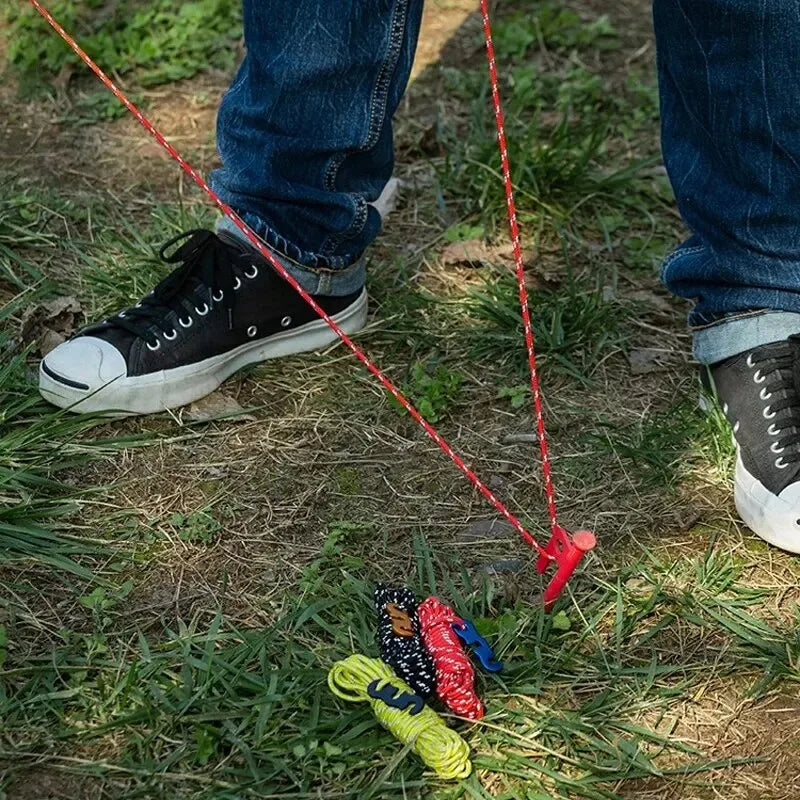 4pcs Outdoor Tent Guy Lines – Reflective Camping Ropes with Aluminum Tensioner & Pouch for Tent, Tarp, Canopy