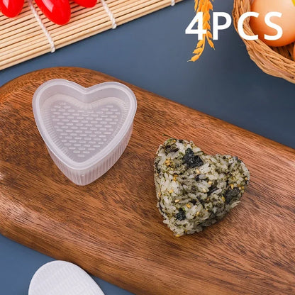 4PCS Transparent Sushi Mold Set – Triangular Onigiri Rice Ball Maker & Food Press Kit for Bento Kitchen Use