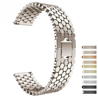 22mm/20mm Stainless Steel Strap for Samsung Galaxy Watch 3, Gear S3, Active 2 & Huawei/Amazfit Watch Bracelet
