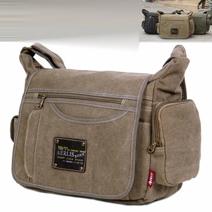 Men’s Vintage Canvas Crossbody Messenger Bag – Casual Travel Shoulder Bag, High-Quality Everyday Use