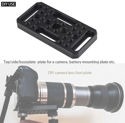 Switching Cheese Plate Camera Mount – Universal Railblock Dovetail Adapter for DSLR Camera Cage Rig with Short Rod Expansion & Accessory Mounting Plate