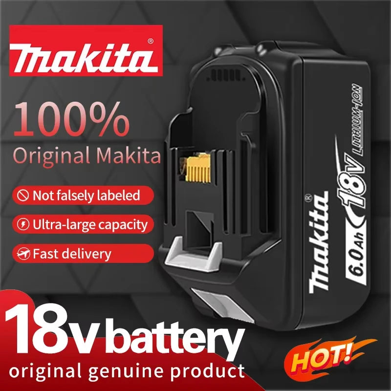 Genuine Makita 18V Battery – 6Ah/5Ah/3Ah Rechargeable for Drill DGA404, DDF487, DTW700, DTD173, HR410D, DJV182, LXT400