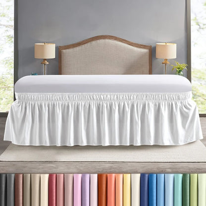 Elastic Wrap Around Bed Skirt – Wrinkle, Fade & Shrink Resistant Easy Fit Dust Ruffle for Adjustable Beds