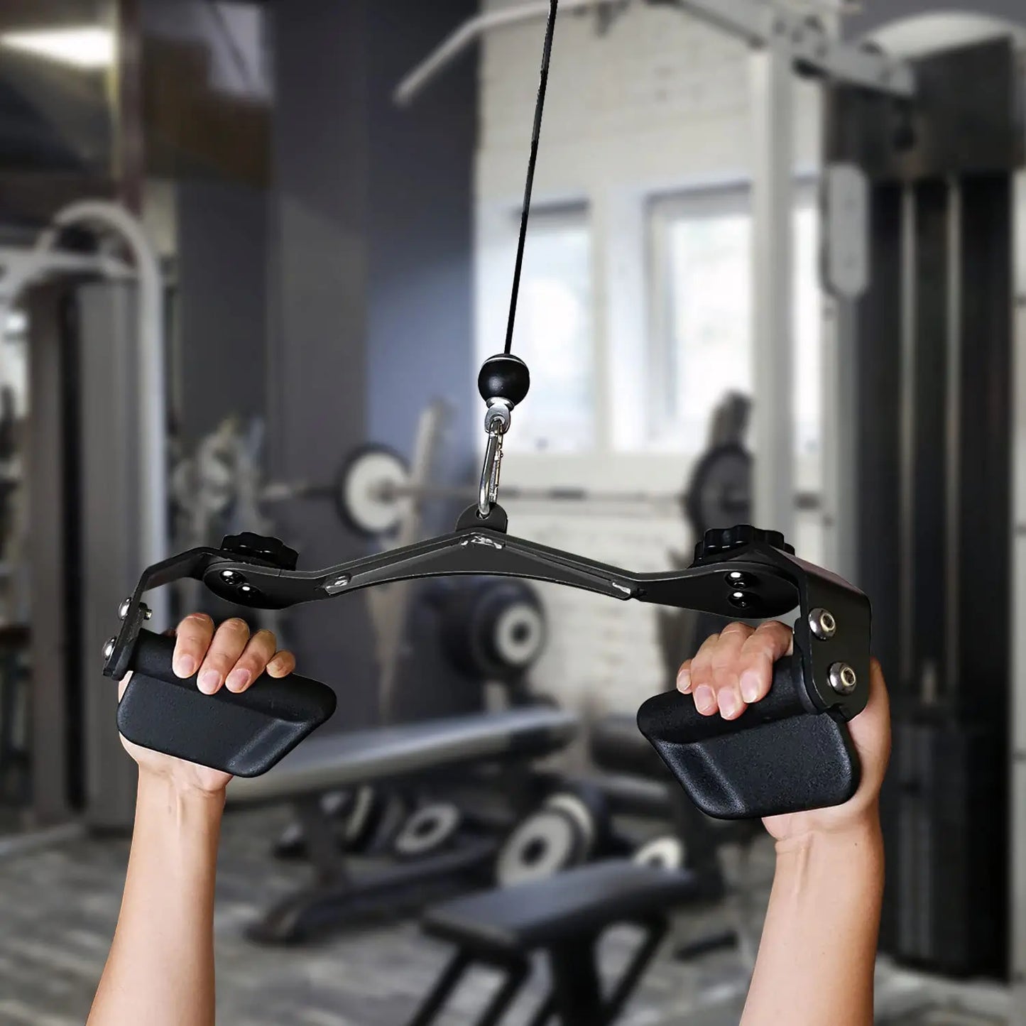 Adjustable Lat Pulldown Bar - Gym Cable Machine Handle for Biceps, Triceps & Back Workouts