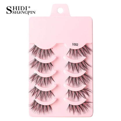 SHIDISHANGPIN 5/10 Pairs Cat Eye False Lashes – 3D Mink Half Lashes, Eyelash Extensions for Natural Makeup, Faux Cils Maquiagem