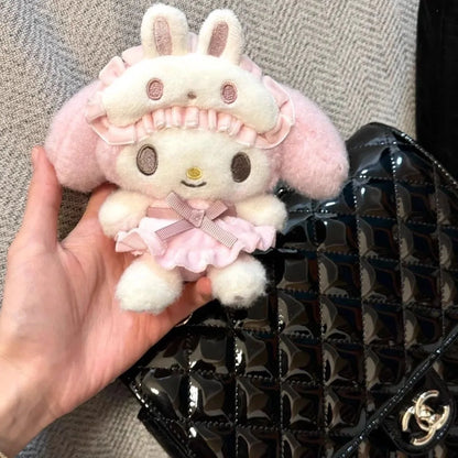 Cute KT Cat Plush Keychain — Cartoon Anime Glasses-Wearing Cat Backpack Pendant, Gift for Girls, Birthday & Holiday