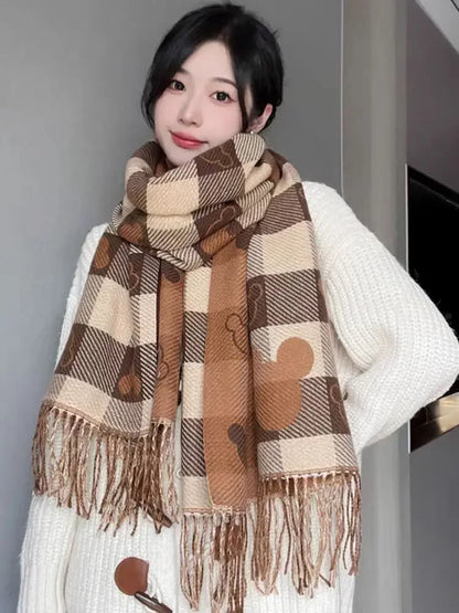 Women’s Luxury Winter Scarf - Thick Warm Cashmere-Style Shawl Wrap with Long Tassels