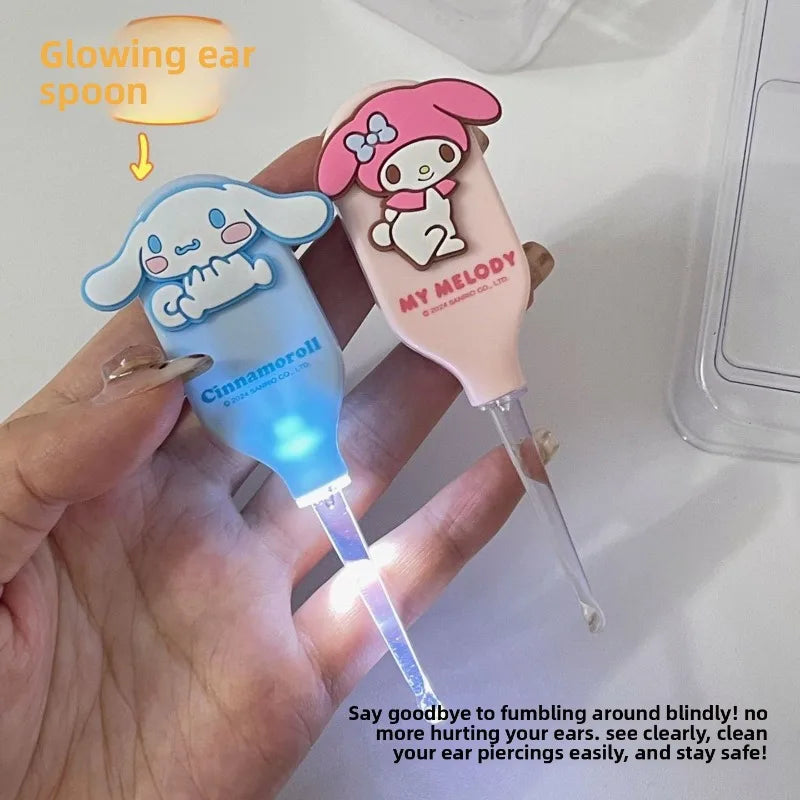 Kuromi LED Earwax Removal Tool – Cute Cartoon Visual Ear Pick with Light for Home Ear Care