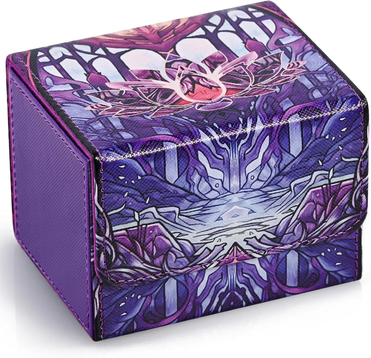 TCG Deck Box Card Holder - PU Leather Storage Case for 120+ Sleeved Trading Cards & CCG Games