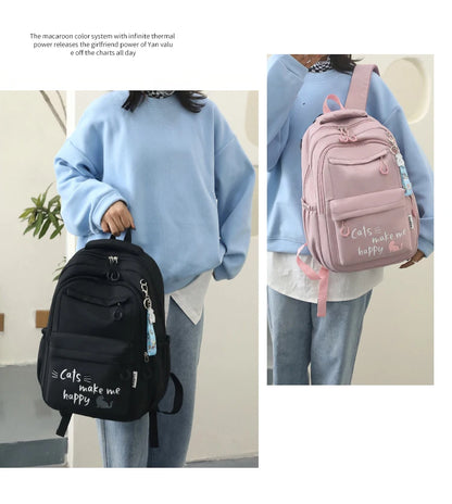 Teen Girls School Backpack | Pink Waterproof Bag for Primary & Middle School Students