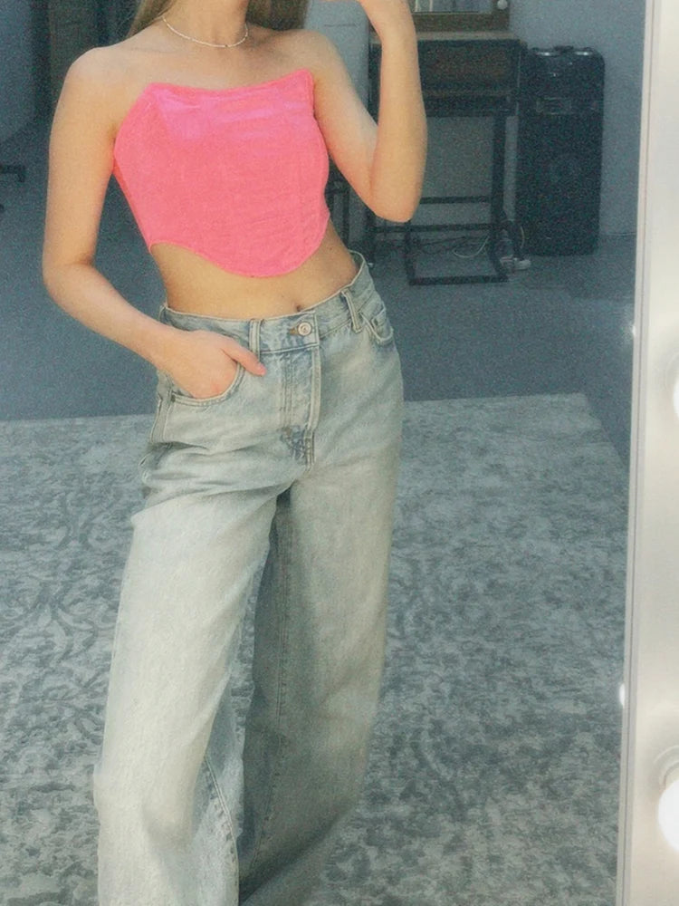 Off-Shoulder Sleeveless Velvet Corset Crop Top: Fashionable Sexy Female Underwear - Backless Bustier Top in Solid Colors