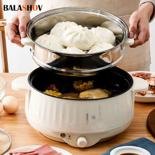 220V Electric Multi Cooker Pot - Single & Double Layer Non-Stick Rice Cooker Hot Pot for 1-2 People Household Cooking