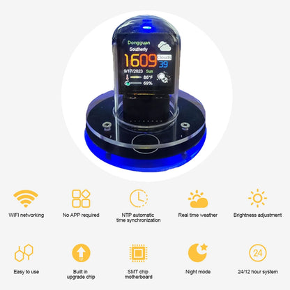 DIY Nixie Tube Clock Smart WiFi Cyberpunk Style Digital Glow Table Clock with Auto Time Update & Visual Display