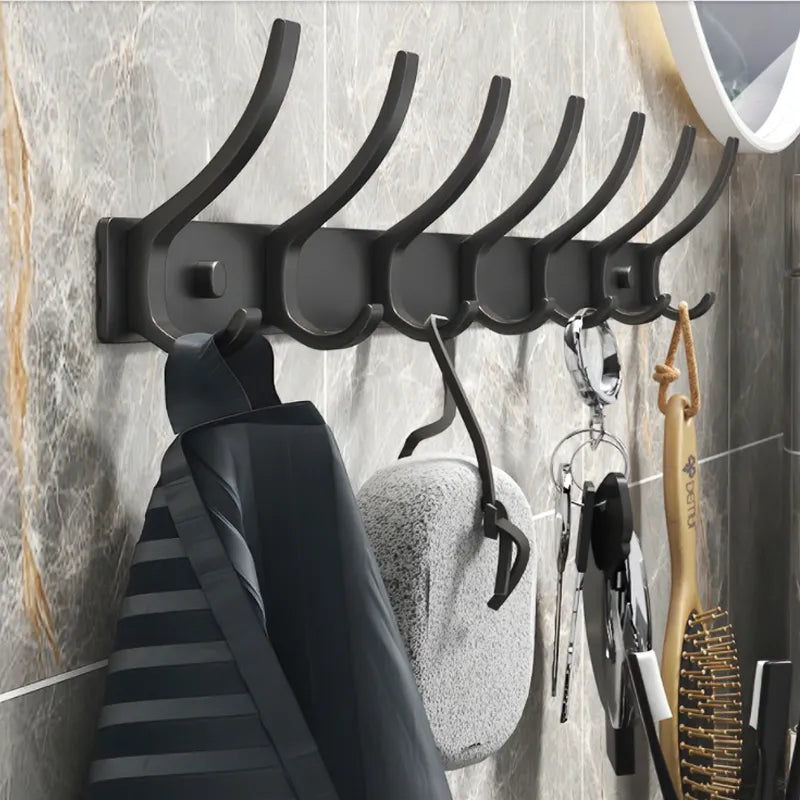 YUNJIEYA Folding Robe Hooks | Black White Towel Hanger Nail Wall Rack | Coat Clothes Holder for Bathroom Kitchen Accessories
