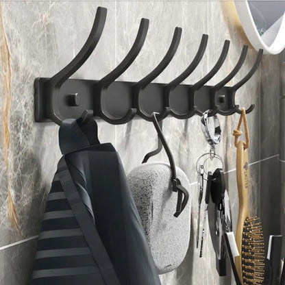 YUNJIEYA Folding Robe Hooks | Black White Towel Hanger Nail Wall Rack | Coat Clothes Holder for Bathroom Kitchen Accessories