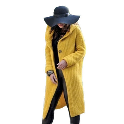New Autumn/Winter Cashmere Cardigan – Women's Loose Long Sleeve Sweater, Solid Color Knitted & Thickened Top