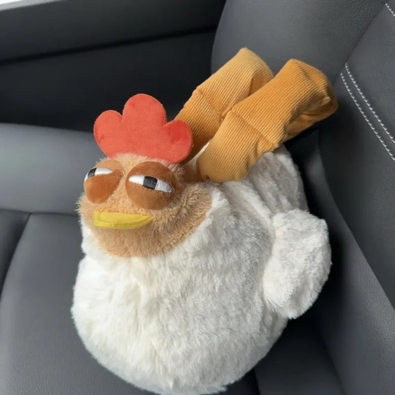 Fur Chicken Plush Bag – Funny Ugly Hen Shaped Handbag, Kawaii Satchel Purse with Pendant Keychain for Women Birthday Gifts