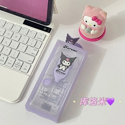 Kuromi LED Earwax Removal Tool – Cute Cartoon Visual Ear Pick with Light for Home Ear Care