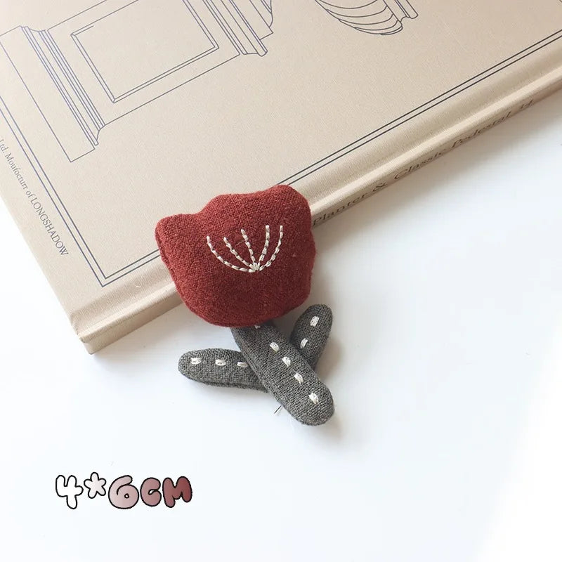 Cute Animal Brooch Pin - Bunny, Bear & Tulip Design Scarf Hair Clip Accessories for Women & Girls