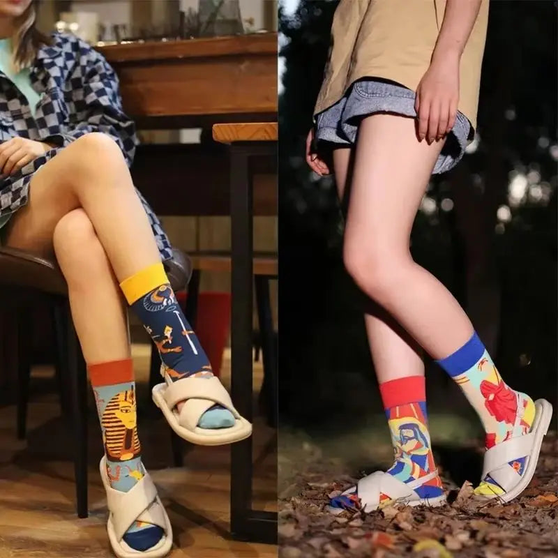 WY_New Asymmetrical Couples Mandarin Ducks Cotton Socks – Fashion Sports Colorful Medium & High Sleeve Unisex Crew Socks, Trendy Couple Gift Socks