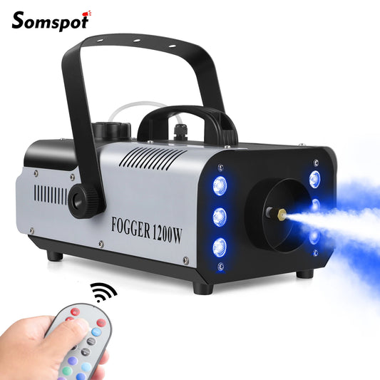 Somspot 1200W RGB LED Fog Machine with Remote Control - Haze Generator for DJ, Disco & Party Stage Effects