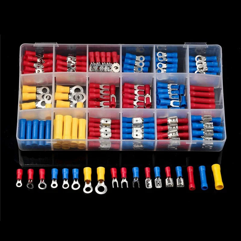 102/280/300/480PCS Assorted Wire Connector Kit – Insulated Male & Female Spade Crimp Terminals for Electrical Wiring Repairs