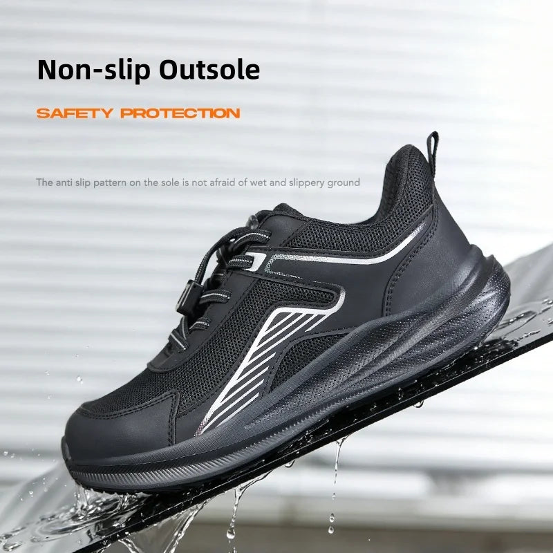 Wide Toe Safety Shoes – Unisex Breathable Steel Toe Work Sneakers with Lightweight Protective Design