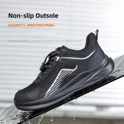 Wide Toe Safety Shoes – Unisex Breathable Steel Toe Work Sneakers with Lightweight Protective Design