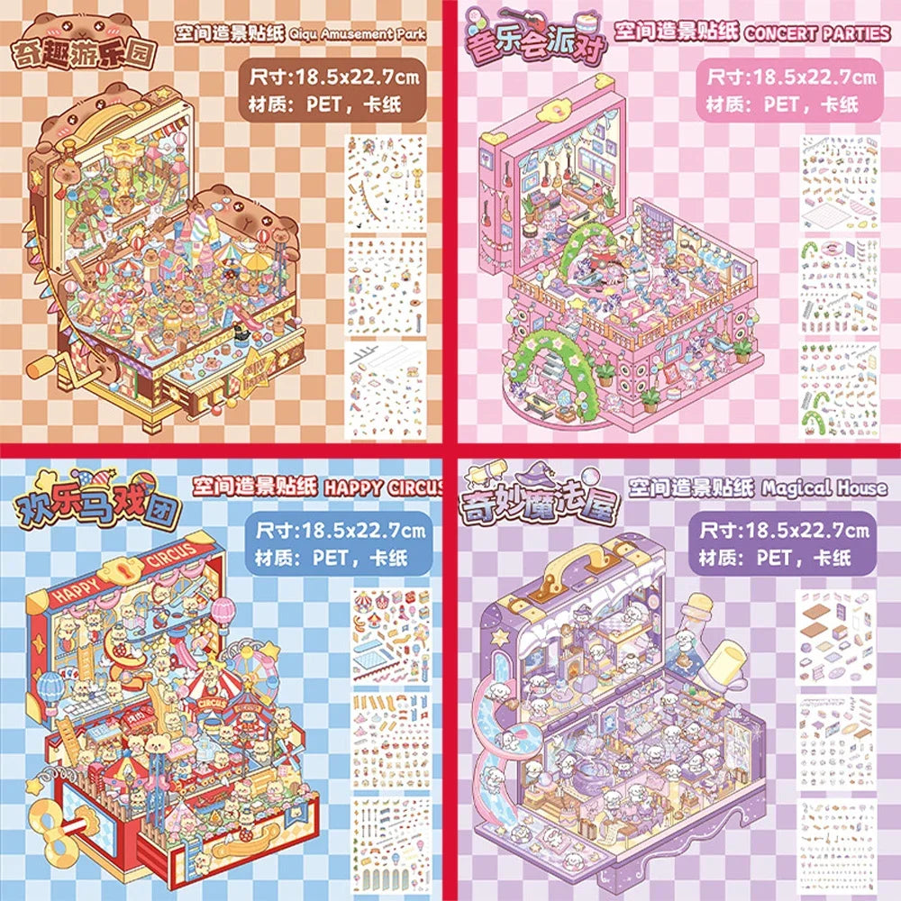 DIY Plus Size 3D Treasure Box World Landscape Stickers - Pocket Cabin Scene | Creative Gift for Kids