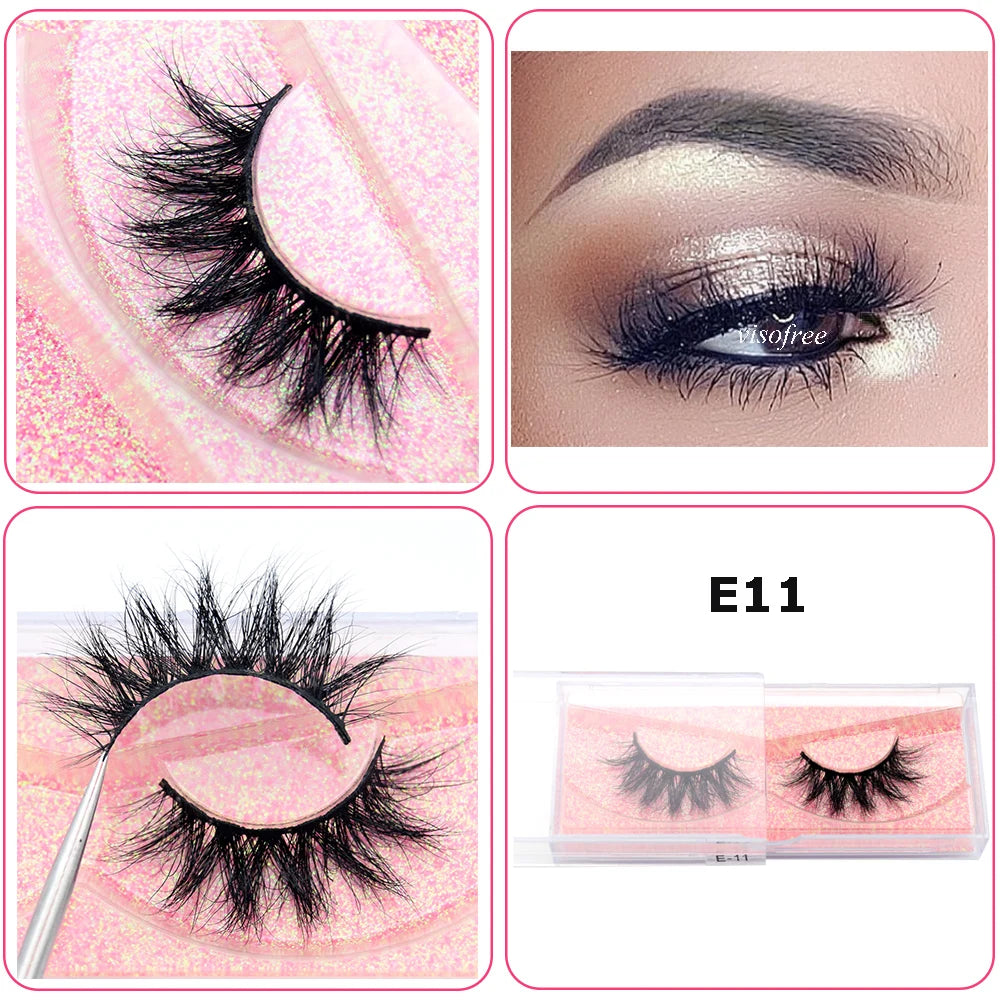 3D Real Mink False Eyelashes – Thick Handmade Strip Lashes with Glitter Packing for Makeup Beauty D101
