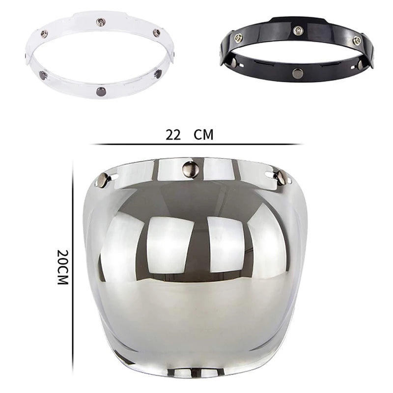 Motorcycle Helmet Bubble Visor – Anti-Fog UV Protection HD Lens for Retro Open Face Helmets