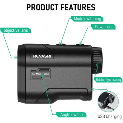 REVASRI 600M/Yard Golf Laser Rangefinder - Slope Compensation, Flagpole Lock, Vibration & USB Rechargeable for Golfing