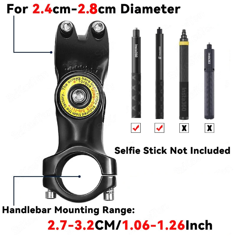 Motorcycle & Bicycle Selfie Stick Monopod – Handlebar Mount Bracket for Insta360 X5/X3/X4, GoPro Hero 8–13, DJI Accessories