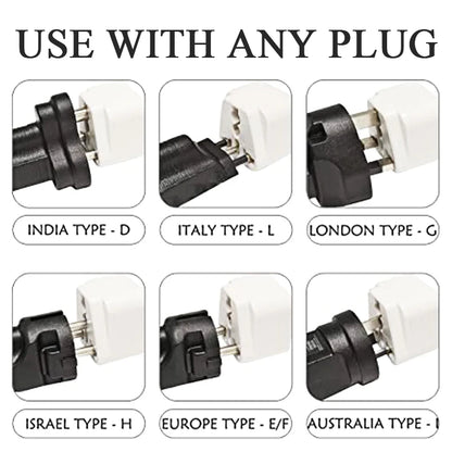 Universal 2-in-1 Plug Adapter – CN, US, UK, EU to AU Converter Socket for Australia & New Zealand Travel, 10A (White/Black)