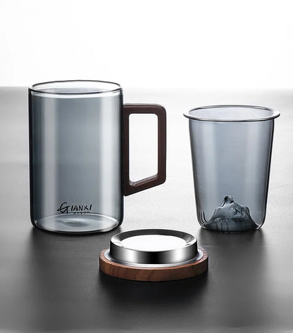 GIANXI High Borosilicate Glass Tea Cup with Belt Filter – Separate Flower Tea Water Cup for Original Tea Making