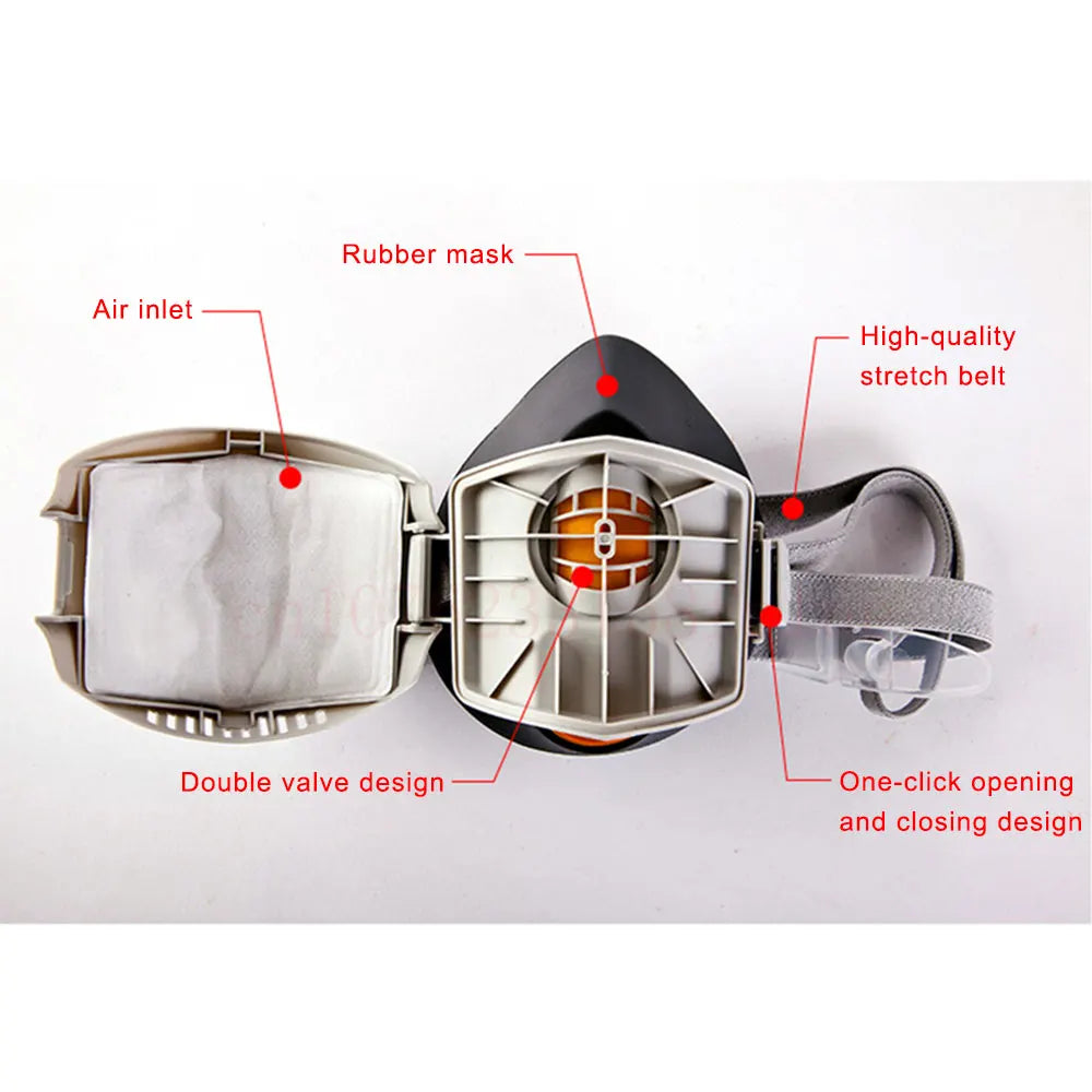 Dust Mask with 20pcs Filter Cotton - Half Face Respirator, Dust-Proof, Anti Industrial Construction Dust, Haze Fog Safety Gas Mask