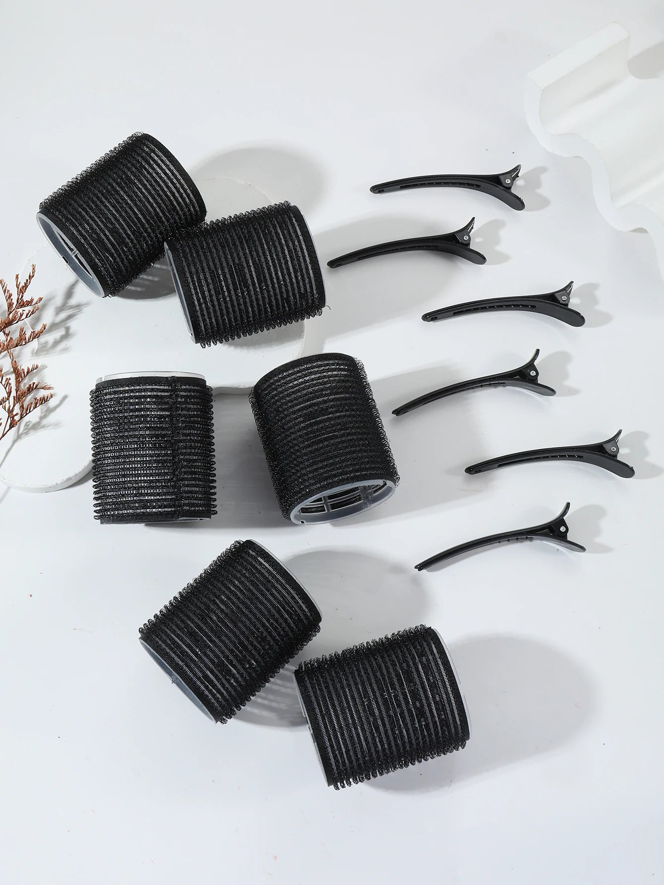 12pcs Air Bar Curling Iron Tube Set – Self-Adhesive Hair Rollers & Bangs Clips for Styling Real Hair & Wigs