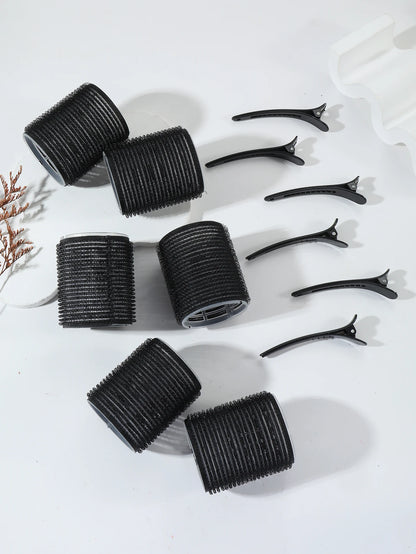 12pcs Air Bar Curling Iron Tube Set – Self-Adhesive Hair Rollers & Bangs Clips for Styling Real Hair & Wigs