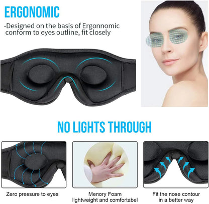 3D Eye Mask with Music Play - Bluetooth Sleeping Headphones and Built-in HD Speakers for Restful Sleep
