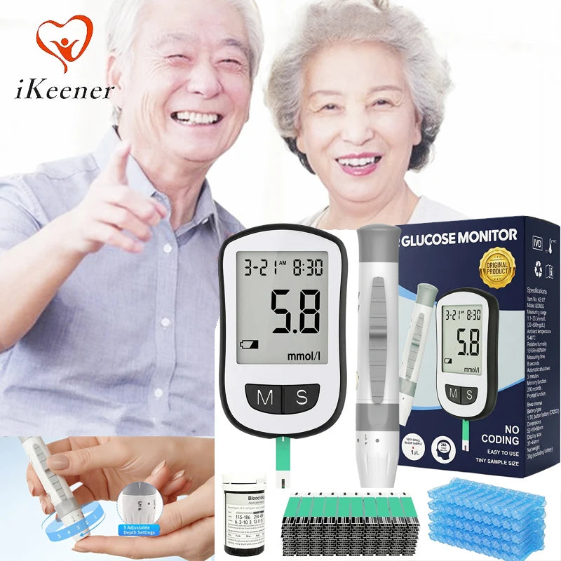 VivaChek Digital Blood Glucose Meter Kit - 5-Second Blood Sugar Testing with 50 Test Strips, Lancets and 5 Testing Modes