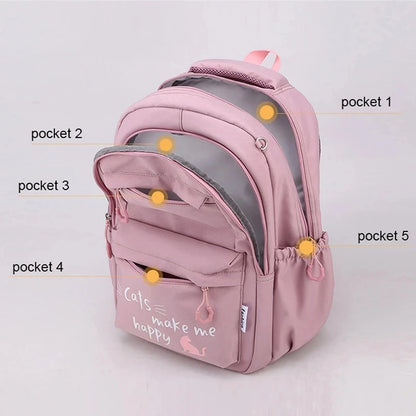 Pink Girl School Backpack – Ideal for Teenagers, Women, and Children – Primary and High School Bag, Class Backpack for Teens and Kids