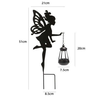 Solar Fairy Garden Statue - Metal Fairy Figurine with Crackle Glass Globe Lantern for Lawn, Patio & Outdoor Pathway Decor