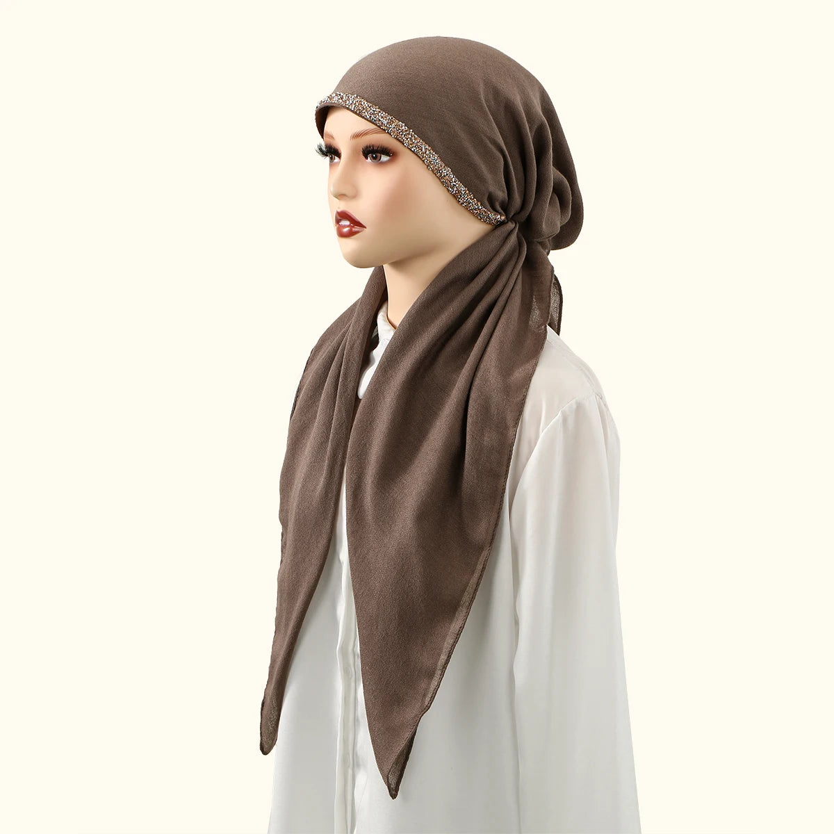 Ramadan Modal Hijab Scarf - Soft Diamond Accent Muslim Head Wrap for Women, Casual Ethnic Headscarf & Shawl