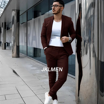Gray Men’s 2 Piece Suit - Summer Casual Blazer & Pants Set for Wedding, Formal Events and Groom Style XS-5XL