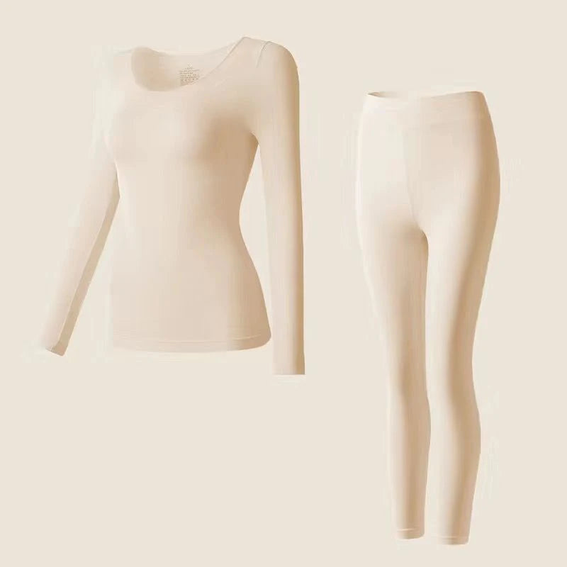 Flarixa Women’s Seamless Thermal Underwear Set – 2-Piece Winter Top & Long Johns, Thin First-Layer Thermo Clothing