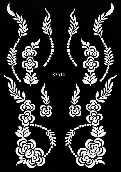 Reusable Henna Stencil Templates for Hand & Body – Floral Tattoo Stencils for Women, Weddings & Festivals Body Art Makeup Tools